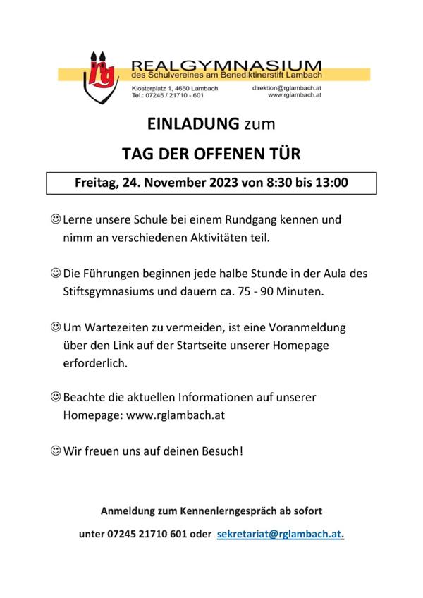 Tag der offenen Tür Realgymnasium Benediktinerstift Lambach