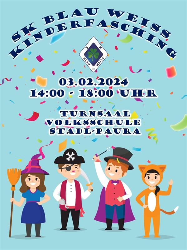 Plakat Kinderfasching SK Blau-Weiß Stadl-Paura